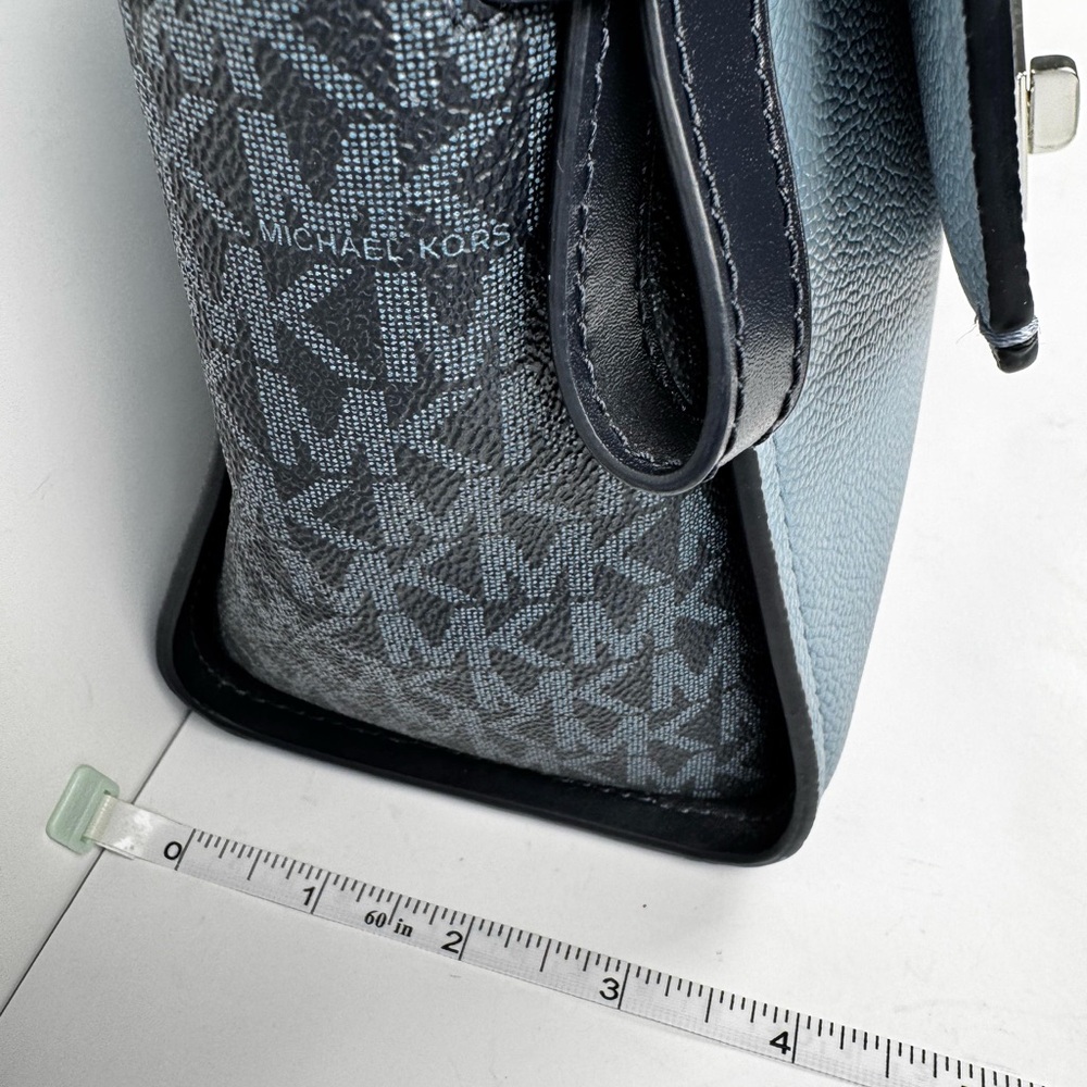 Michael Kors Cassie Small Leather Crossbody Pale Blue Satchel Bag - Picture 16 of 16